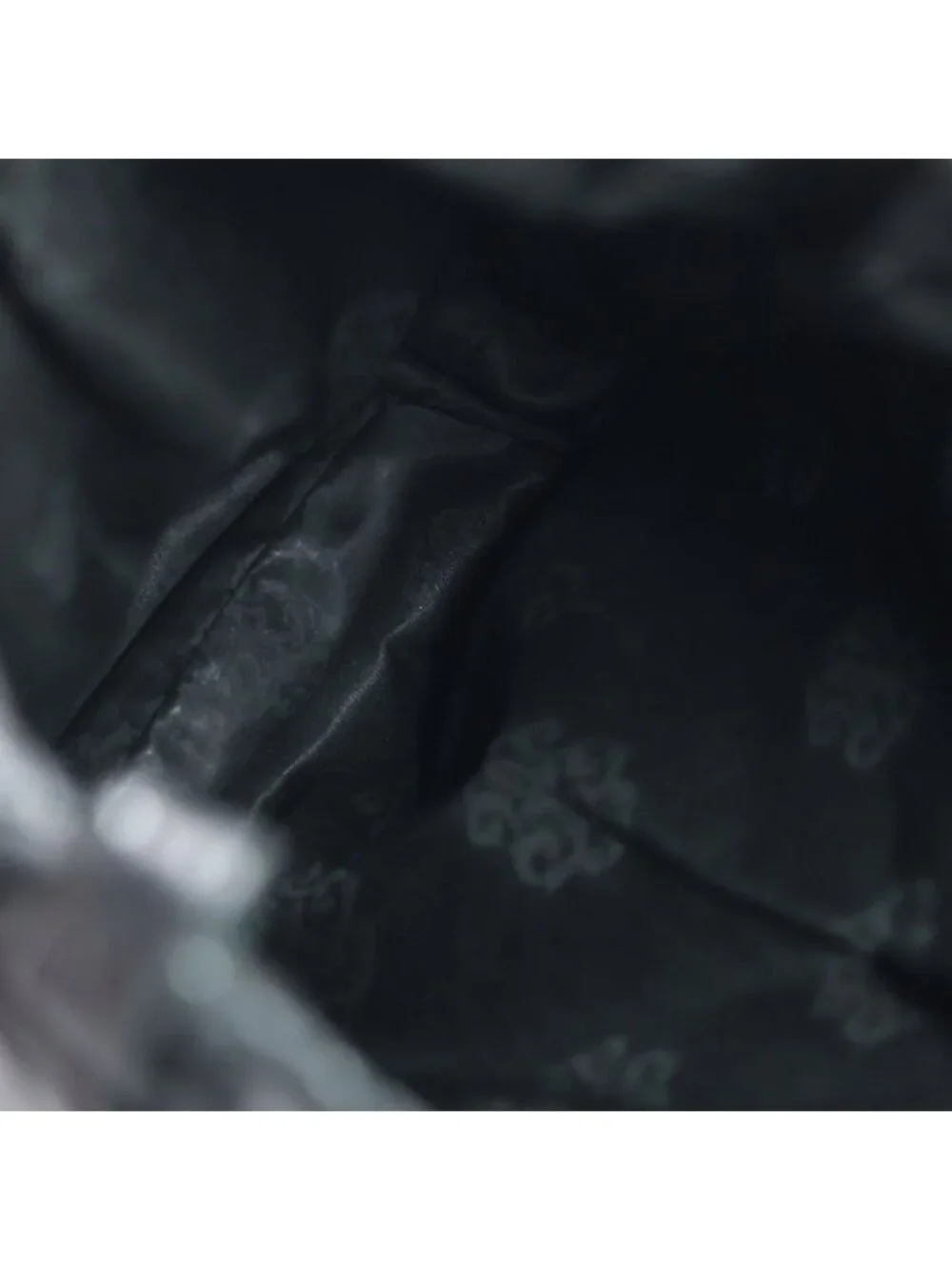 Chrome Hearts Drw Strng Quilted Drawstring Leather Bag Black